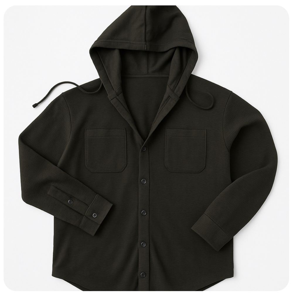 Urban + Rug Men's Black Hooded Shirt Jacket